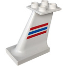 Duplo White Vehicle Airplane Tail with Blue and Red Stripes