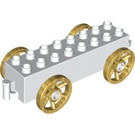 Duplo White Wagon with Gold Wheels (76087)