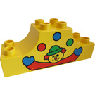 Duplo Geel Boog 2 x 6 x 2 met Clown Juggling 3 Balls (4197 / 82069)