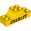 Duplo Gelb Bow 2 x 6 x 2 mit "SHERIFF" (4197 / 89936)