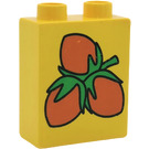 Duplo Geel Steen 1 x 2 x 2 met 3 Hazelnuts zonder buis aan de onderzijde (4066)