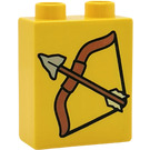Duplo Yellow Brick 1 x 2 x 2 with Bow and Arrow without Bottom Tube (4066)