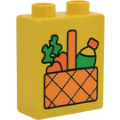 Duplo Yellow Brick 1 x 2 x 2 with Carrots and Bottle in Picnic Basket without Bottom Tube (4066)