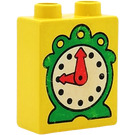 Duplo Yellow Brick 1 x 2 x 2 with Clock Face without Bottom Tube (4066)