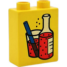 Duplo Yellow Brick 1 x 2 x 2 with Drinks without Bottom Tube (4066 / 42657)