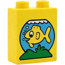 Duplo Jaune Brique 1 x 2 x 2 avec Poisson Bowl sans tube à l'intérieur (4066)