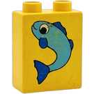 Duplo Yellow Brick 1 x 2 x 2 with Fish without Bottom Tube (4066)