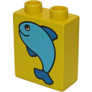 Duplo Yellow Brick 1 x 2 x 2 with Fish without Bottom Tube (4066 / 82063)