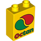 Duplo Geel Steen 1 x 2 x 2 met Octan logo zonder buis aan de onderzijde (4066 / 63026)