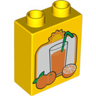 Duplo Geel Steen 1 x 2 x 2 met Oranje Juice zonder buis aan de onderzijde (4066 / 61257)