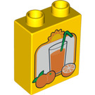 Duplo Gelb Stein 1 x 2 x 2 mit Orange Juice ohne Unterrohr (4066 / 61257)