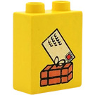 Duplo Yellow Brick 1 x 2 x 2 with Package and Envelope without Bottom Tube (4066 / 42657)