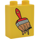 Duplo Yellow Brick 1 x 2 x 2 with Paintbrush without Bottom Tube (4066 / 42724)