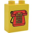 Duplo Yellow Brick 1 x 2 x 2 with Red Telephone without Bottom Tube (4066)