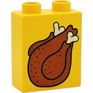 Duplo Yellow Brick 1 x 2 x 2 with Roast Turkey without Bottom Tube (4066)