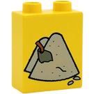 Duplo Gelb Backstein 1 x 2 x 2 mit Sand und Schaufel ohne Unterrohr (4066)