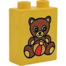 Duplo Yellow Brick 1 x 2 x 2 with Teddy Bear and Ball without Bottom Tube (4066)