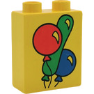 Duplo Yellow Brick 1 x 2 x 2 with Three Balloons without Bottom Tube (4066)