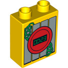 Duplo Yellow Brick 1 x 2 x 2 with Time Bomb without Bottom Tube (4066 / 95430)