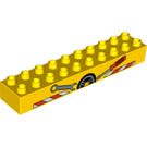 Duplo Yellow Brick 2 x 10 with Workshop sign (2291 / 86019)