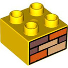 Duplo Yellow Brick 2 x 2 with brick wall (3437 / 41181)