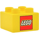 Duplo Geel Steen 2 x 2 met Lego logo (3437)