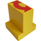 Duplo Yellow Brick 2 x 2 x 2 with 1 x 2 Center with Red Curved Double Arrow (6442 / 81916)