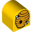 Duplo Yellow Brick 2 x 2 x 2 with Curved Top with 2 Bees and Beehive (1379 / 3664)