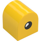 Duplo Yellow Brick 2 x 2 x 2 with Curved Top with Eye Open / Closed on Opposite Side (3664 / 67317)