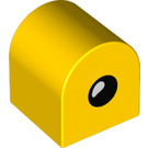 Duplo Yellow Brick 2 x 2 x 2 with Curved Top with Eye Open / Closed on Opposite Side (3664 / 67317)
