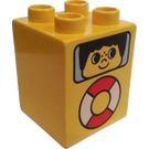 Duplo Yellow Brick 2 x 2 x 2 with Life Preserver and Child in Window (31110)