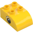 Duplo Yellow Brick 2 x 3 with Curved Top with Eye with Large White Spot (37389 / 37394)