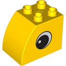 Duplo Yellow Brick 2 x 3 x 2 with Curved Side with Eye on Both Sides (12711 / 12712)