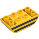 Duplo Yellow Brick 2 x 4 with Curved Bottom with Black Lines (98224 / 101581)