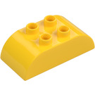 Duplo Keltainen Palikka 2 x 4 jossa Kaareva Sivut (98223)