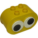Duplo Yellow Brick 2 x 4 x 2 Rounded Ends with Two Adjustable eyes