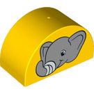 Duplo Jaune Brique 2 x 4 x 2 avec Haut incurvé avec Elephant avec bandage (31213 / 70048)