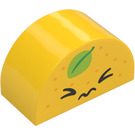 Duplo Yellow Brick 2 x 4 x 2 with Curved Top with Squinting Face (31213 / 101565)