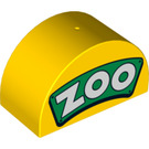 Duplo Yellow Brick 2 x 4 x 2 with Curved Top with 'ZOO' on green sign (31213 / 99942)