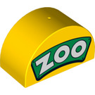 Duplo Gelb Stein 2 x 4 x 2 mit Gebogenes Oberteil mit 'ZOO' auf Grün sign (31213 / 99942)