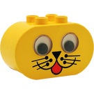 Duplo Yellow Brick 2 x 4 x 2 with Rounded Ends, Rattle Eyes and Animal Face (2071)