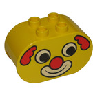 Duplo Yellow Brick 2 x 4 x 2 with Rounded Ends with Clown Face (6448)