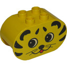 Duplo Yellow Brick 2 x 4 x 2 with Rounded Ends with Tiger face  (6448)