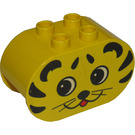 Duplo Yellow Brick 2 x 4 x 2 with Rounded Ends with Tiger face  (6448 / 82065)