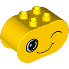 Duplo Yellow Brick 2 x 4 x 2 with Rounded Ends with Winky face (6448 / 24441)