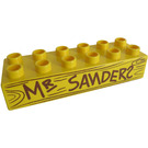 Duplo Yellow Brick 2 x 6 with 'MR SANDERS' and Wood Grain (2300 / 93631)