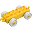 Duplo Žlutá Auto Podvozek 2 x 6 s Bílá Kola (11248 / 14639)