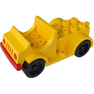 Duplo Yellow Car with yellow base,  2 x 4 studs bed and running boards (4575)