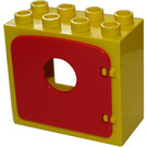 Duplo Yellow Door Frame Flat Front Surface with Red Door with Porthole