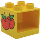 Duplo Yellow Drawer Cabinet 2 x 2 x 1.5 with Apples (4890)